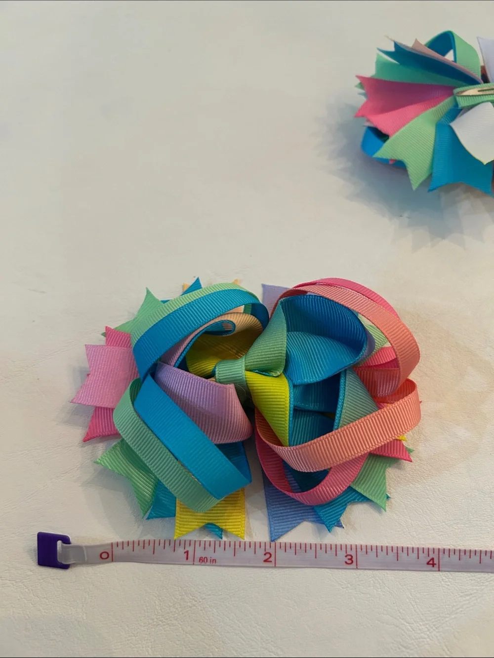 Bright Pastel Rainbow Ribbon Hair Bows